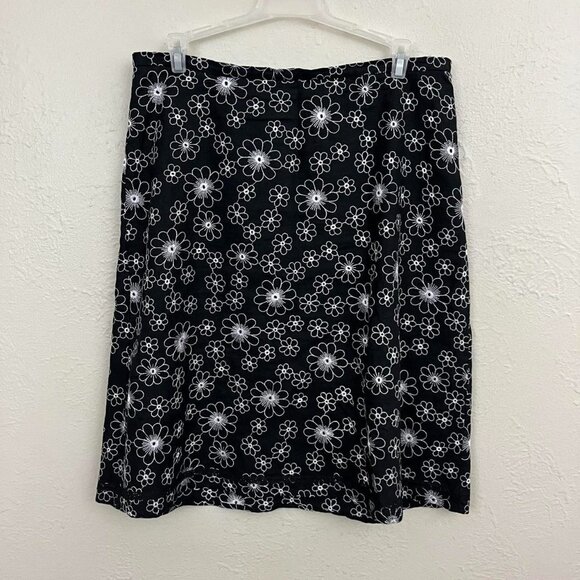 y2k black floral girly boho whimsygoth linen midi skirt - Picture 2 of 8